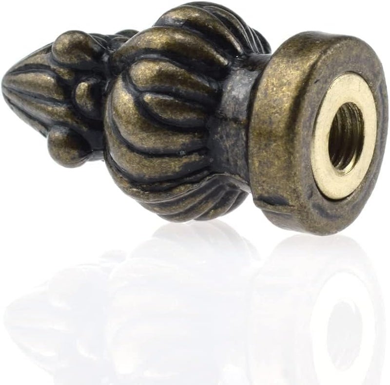 MARRTEUM Antique Brass Lamp Finial Cap Knob Retro Lamp Finial Decoration with Dual-Thread Screw for Lamp Shade, Fit Both 3/8" and 1/4-27, 1 Pack - Image 1